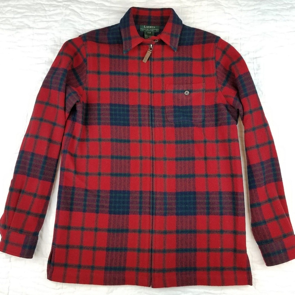 Ralph Lauren Lambswool Buffalo Plaid Zip-U Jacket
